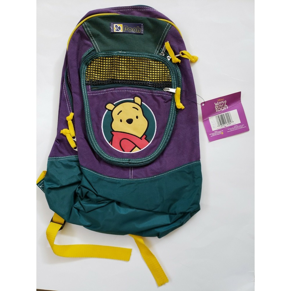 New Disney Adventures of Winnie the Pooh Purple Green Backpack 90s VTG Deadstock